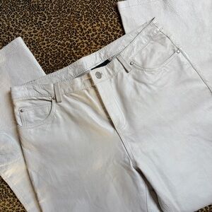 Vintage Metro Style White Cream Leather Pants Straight Leg Women’s 8P Y2K 90s